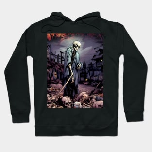 Haunting Halloween Spirit: Skeleton Dreams on a Dark Background Hoodie